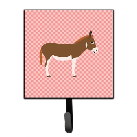 Carolines Treasures Miniature Mediterranian Donkey Pink Check Leash or Key Holder BB7847SH4